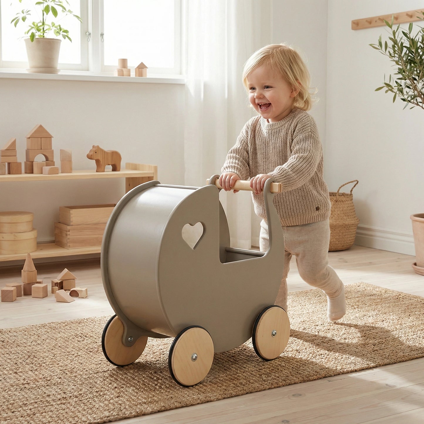Luxury doll stroller brown